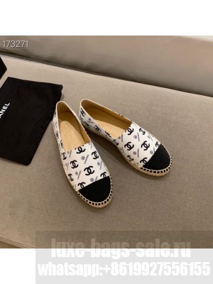 Chanel CC Logo Espadrilles Lambskin Leather Spring/Summer 2021 Collection, White/Black