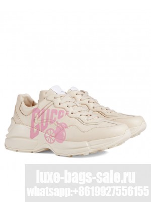 Gucci Unisex Rhyton Sneaker With 'Lemon Gucci' Print Cream