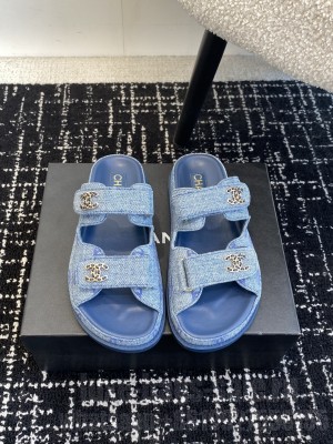 Chanel Velcro Dad Slide Sandals Denim 2025