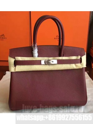 Hermes Birkin 30/35 Bag In Original Epsom Leather With Gold/Silver Hardware Burgundy