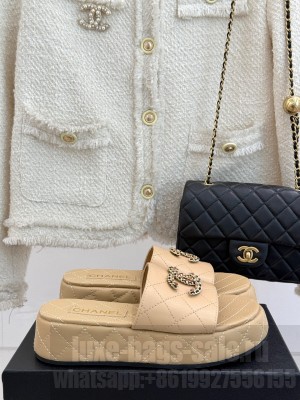 Chanel Lambskin Quilting mules with CC logo beige 2025