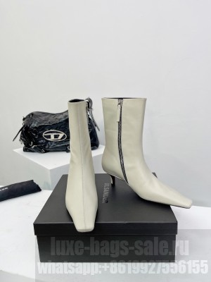 Jil Sander 5cm Calfskin Leather side zip boots cream