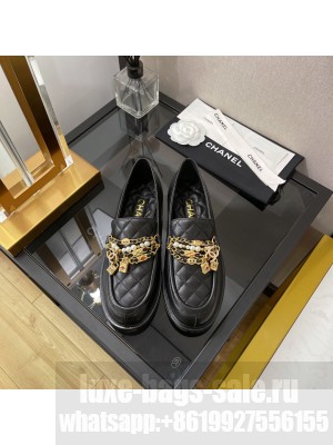 Chanel Chain Lambskin With Jewelry Loafers G38922 Black 2022 Collection 