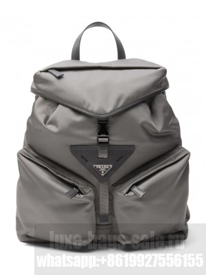 Prada Hot-nylon and leather backpack Gray