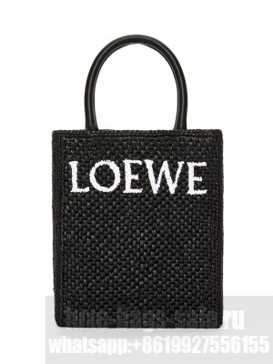 Loewe Standard A5 Tote Bag In Raffia Black