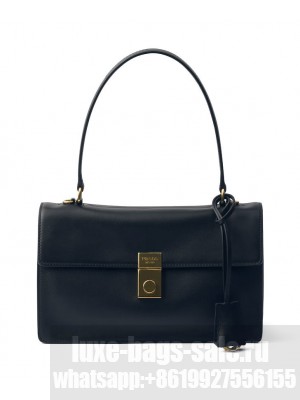 Prada Soft Sound Medium Leather Shoulder Bag 1BN023 Black