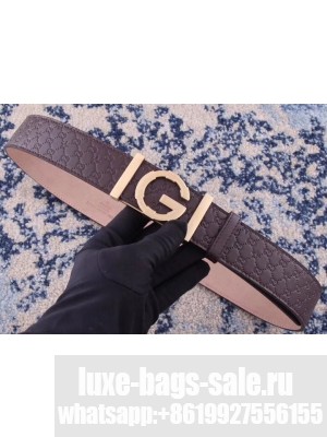 Gucci Width 3.8cm Leather Signature GG Belt with Single G Buckle Coffee 2019