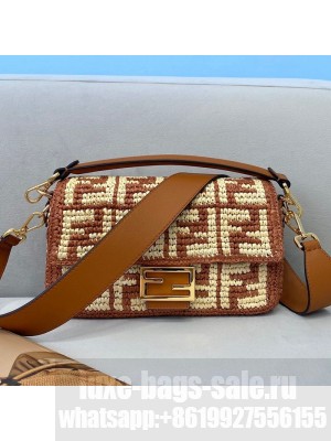Fendi Raffia Baguette Medium Bag Brown  2021 Collection