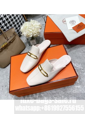 Hermes Esmee Mule with Iconic Roulis Buckle White 2022 Collection