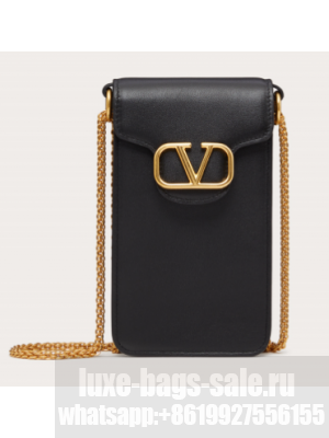 VALENTINO LOCO calf leather chain phone case WP0Z11 black