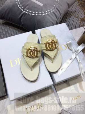 Christian Dior 30 MONTAIGNE Flip Beige Calfskin sandals 2021 Collection