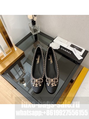 Chanel Lambskin Ballerinas with chain bow Black