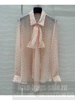 Gucci Women's Printed Silk Chiffon Shirt Pink