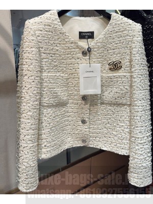 Chanel Women's Tweed Jacket Cream