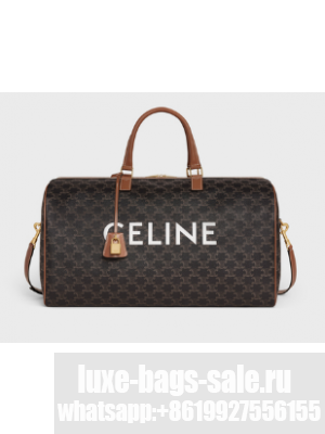 CELINE LARGE VOYAGE BAG IN TRIOMPHE CANVAS WITH CELINE PRINT 191472 TAN
