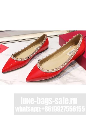 Valentino Rockstud Ballet Flats Ballerinas in Patent Leather Red