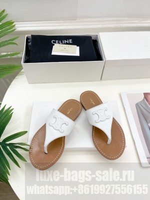 CELINE TRIOMPHE FLAT THONG IN CALFSKIN WHITE