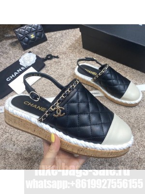 Chanel Quilted Lambskin Slingback Espadrilles Black Spring/Summer 2021 Collection