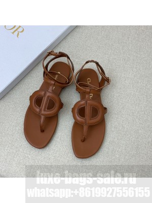 Dior Calfskin CD Flat Sandals Brown 2022 Collection