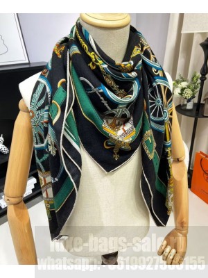 Hermes Women's Stately Wheels Scarf Black