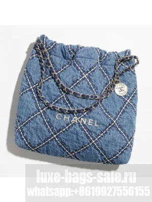 CHANEL 22 SMALL HANDBAG AS3261 Denim