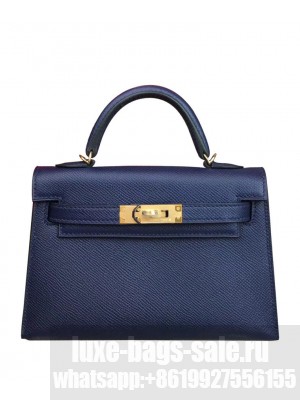 Hermes Kelly Bag 19 Epsom Leather Dark Blue