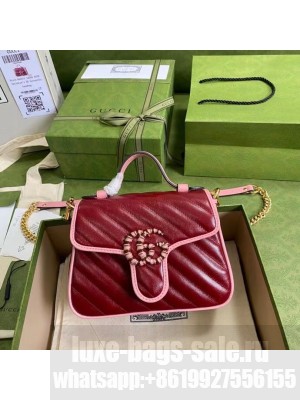 Gucci GG Marmont mini top handle bag 583571 Dark red