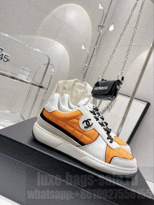 Chanel G39802 Fabric, Suede Calfskin & CalfskinOrange & Light Gray 2023SS 