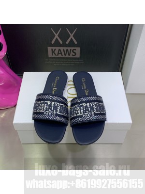 Dior Dway Slide With Blue Crystal Embroidered Cotton 2023 Collection 06