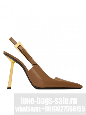 Saint Laurent Women's Lee Slingback Pumps In Glazed Leather Coffee