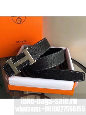 Hermes Width 3.8cm Grainy Calfskin Belt With H Buckle Black 2020 Collection