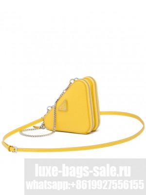 Prada Saffiano Leather Mini Pouch 1NR015 Yellow