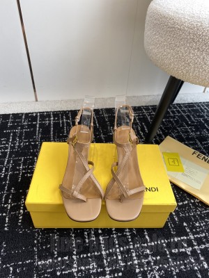 Fendi FFold medium-heeled sandals 6cm in Calfskin Leather Blue