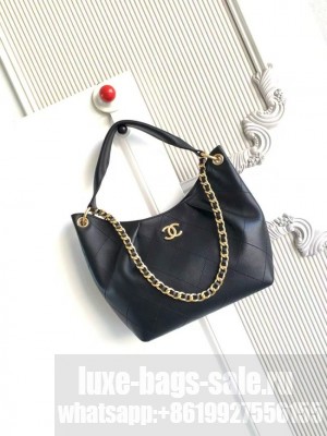 CHANEL Hobo Bag Calfskin AS5970 black