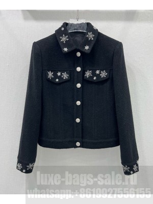 Chanel Women's Snowflake Beaded Jacket Black