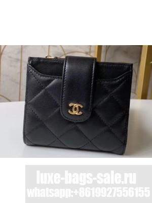 Chanel Small Wallet with Card Holder A31567 Lambskin Black