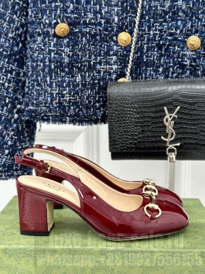 Gucci Horsebit 6.5cm burgundy patent leather 794324 Slingback Pump 2024