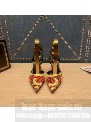 Fendace printed silk high-heeled slingbacks Red 2022 Collection