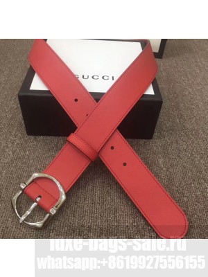 Gucci Width 4cm Leather Belt Red with Square Buckle