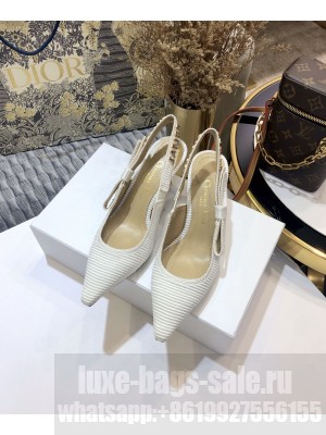 DIOR x CHIARA FERRAGNI  HEEL 6.5CM J'ADIOR SLINGBACK PUMPS TECHNICAL FABRIC WHITE 03
