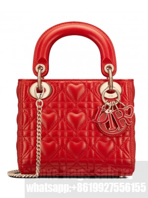 Christian Dior Mini Lady Dior Dioramour Bag Red