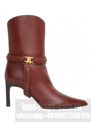 Celine Women's Verneuil Triomphe Harness Low Boot In Calfskin Mauve