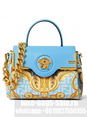 Fendi Fendace La Medusa Medium Handbag Blue