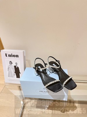 Prada Satin Sandals With Crystals 1X774M