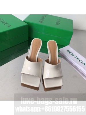 Bottega Veneta Stretch Patent Leather 9cm Mule Slide White Sandals 2022 Collection