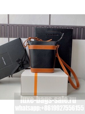 SAINT LAURENT KAIA SMALL SATCHEL IN SHINY LEATHER Y821002 black&brown