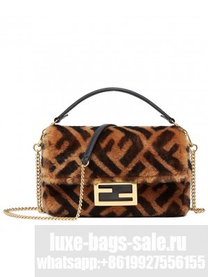 Fendi Mini Baguette Sheepskin Bag 8BS017 Coffee