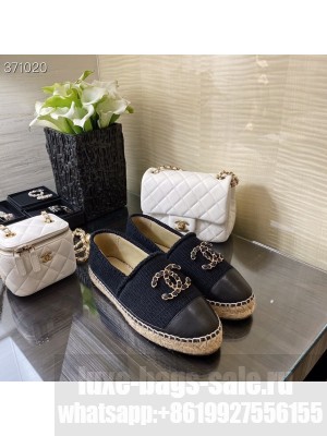 Chanel Wool Knit Espadrilles Lambskin Leather Spring/Summer 2021 Collection, Black