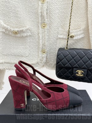 Chanel Slingback 9cm Suede Goatskin & Grosgrain Burgundy G45509 2025