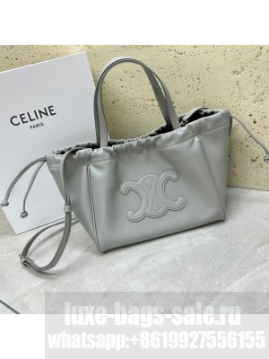 Celine SMALL CABAS DRAWSTRING CUIR TRIOMPHE IN GRAINED CALFSKIN 111013 gray